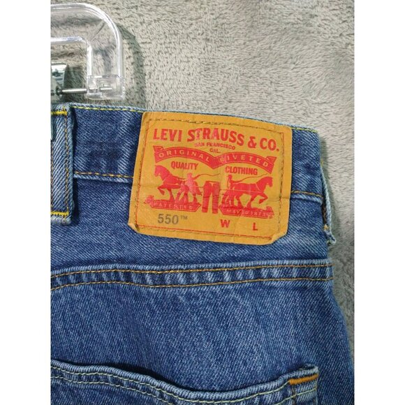 Levis 550 Jeans Mens 44x29 Blue Denim Relaxed Fit Tapered Leg Casual Dark Wash - Picture 7 of 10
